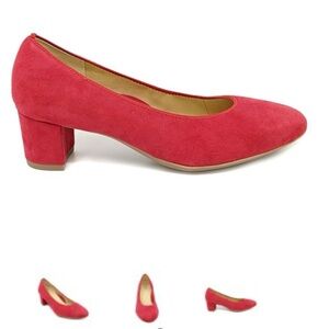 Ara Women's Kendall Samtchevro Red leather Suede Pump Heel Shoes Size US 7.5